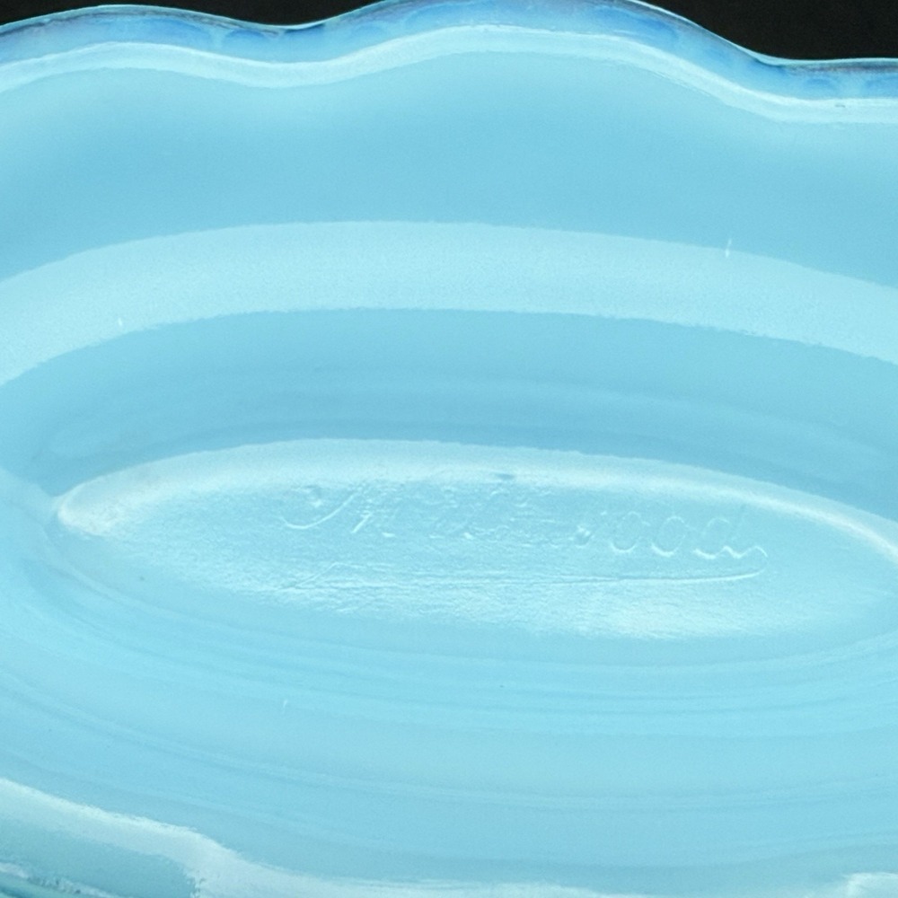 EAPG Northwood Glass Chrysanthemum Sprig Pagoda Blue Custard Compote Berry Bowl - Picture 14 of 16